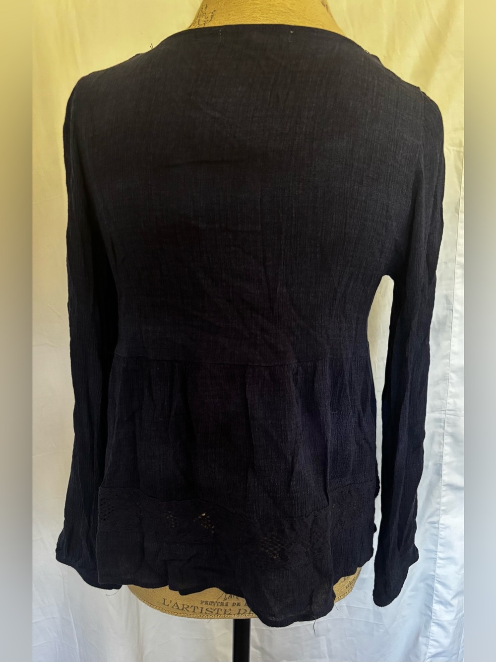 Y2K Rewind Womens Linen Blend Tunic in Navy Blue Sz L - Picture 5 of 6